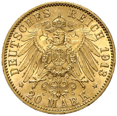 Hamburg 20 Mark 1913 Revers