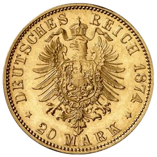 Hessen 20 Mark 1874 Revers