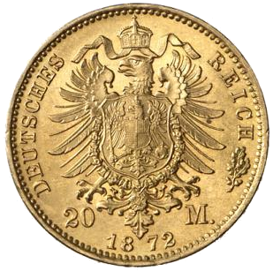 Mecklenburg-Schwerin 20 Mark 1872 Revers