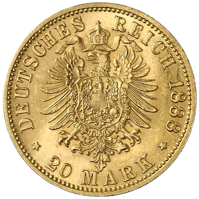 Preußen 20 Mark 1888 Friedrich III. Revers