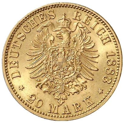 Preußen 20 Mark 1888 Wilhelm I. Revers